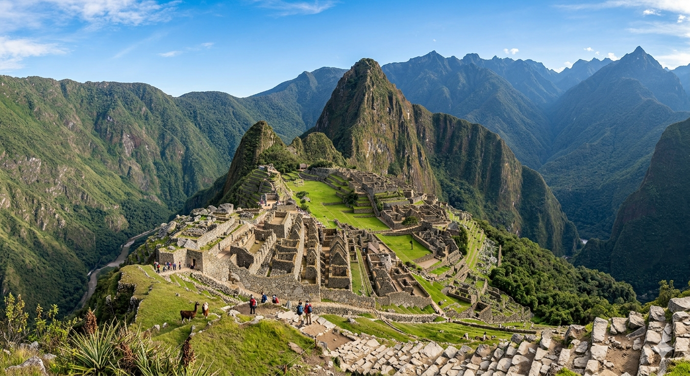 Fotografía de Machu Picchu en los Andes peruanos